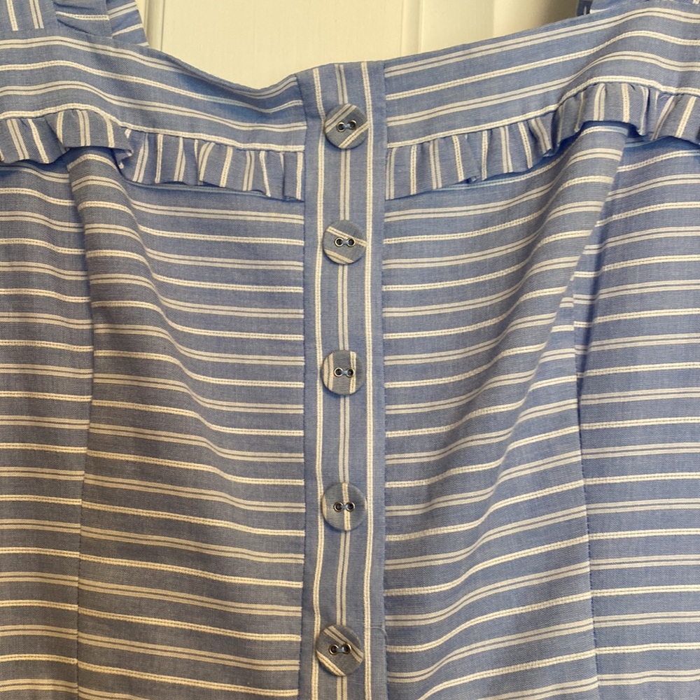 Gal Meets Glam Courtney Rio Stripe Lawn Maxi Dress Blue and White Size 2 - Picture 4 of 12